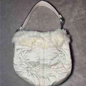 Coach Vintage Y2K Snow Bunny Quilted Fur Trim Shoulder Bag